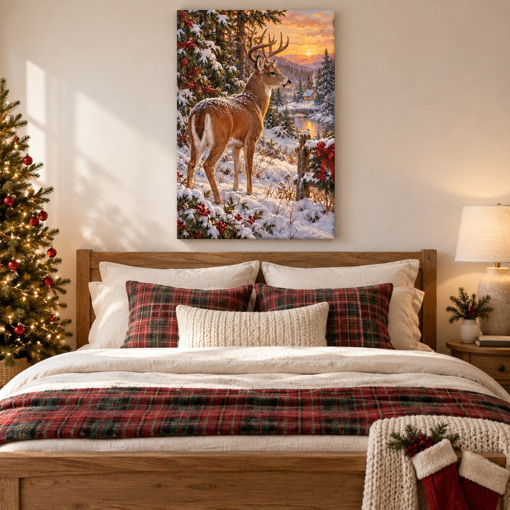 Winter Deer Christmas Wall Art