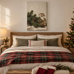Evergreen and Pinecones on Linen Christmas Wall Art