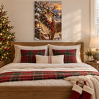 Reindeer with Berry Wreath and Lantern Christmas Wall Art