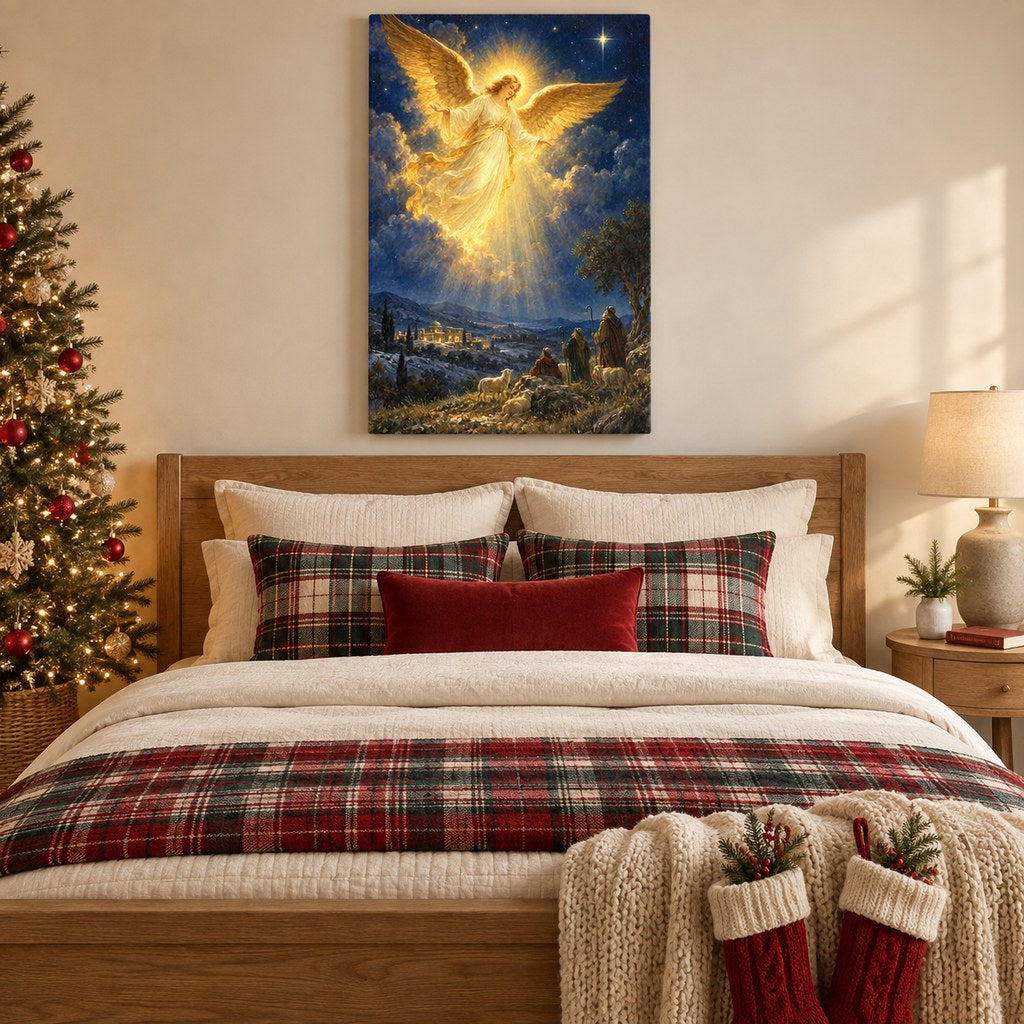 Angel Over the Shepherds Christmas Wall Art
