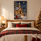 Snowy Chapel and Star Christmas Wall Art