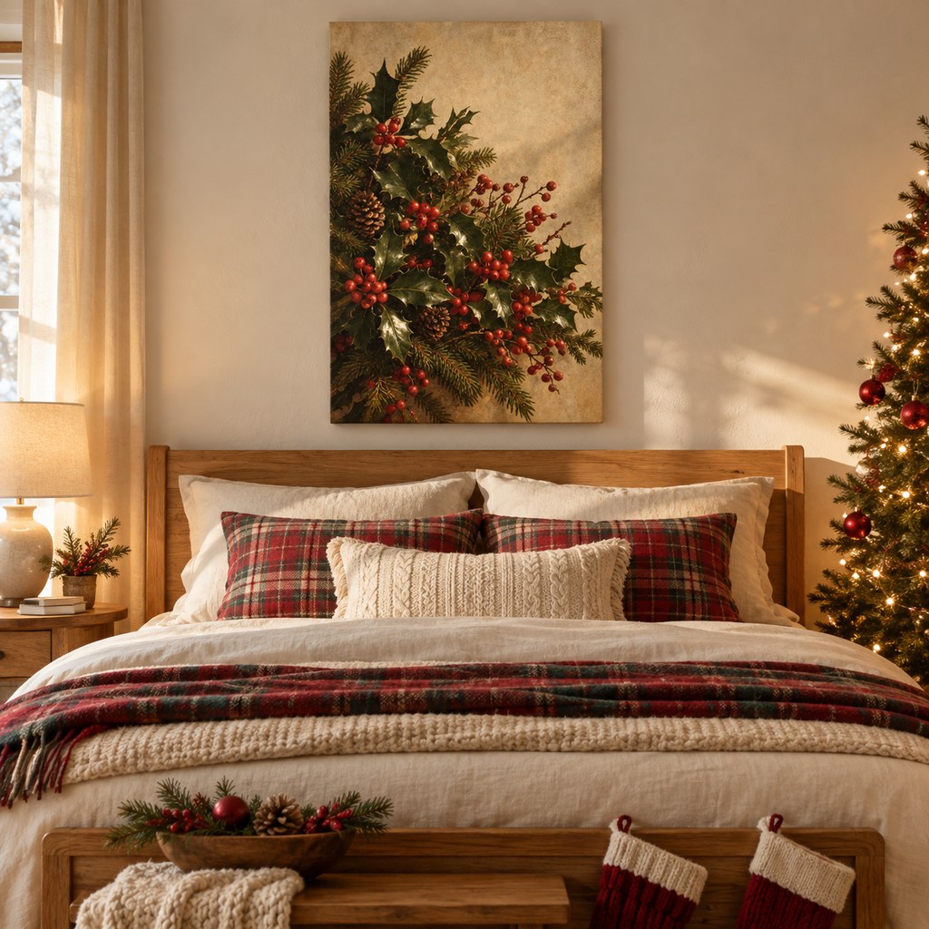 Holly and Berries Christmas Wall Art