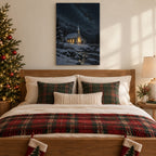 Snowy Church on a Starry Night Christmas Wall Art
