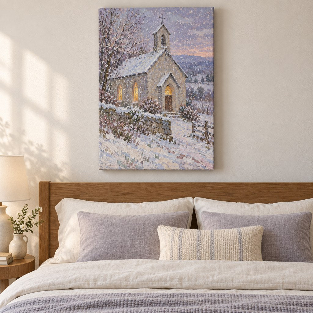 Country Chapel in the Snow Wall Art