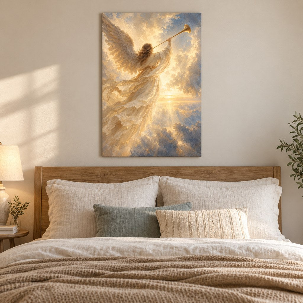 Angel with Trumpet Christmas Wall Art