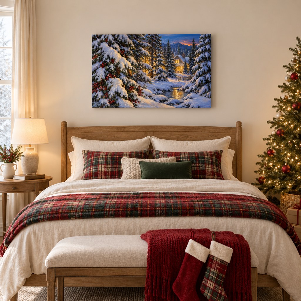 Winter Pines Window Landscape Christmas Wall Art