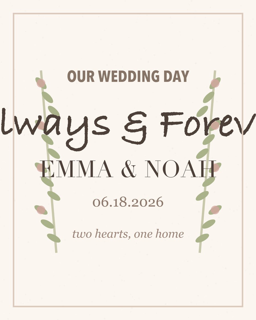 Always and forever wedding vows canvas print